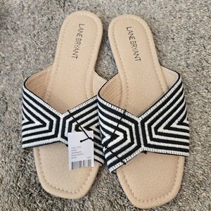 NWT Lane Bryant Striped Black‎ and White Sandals